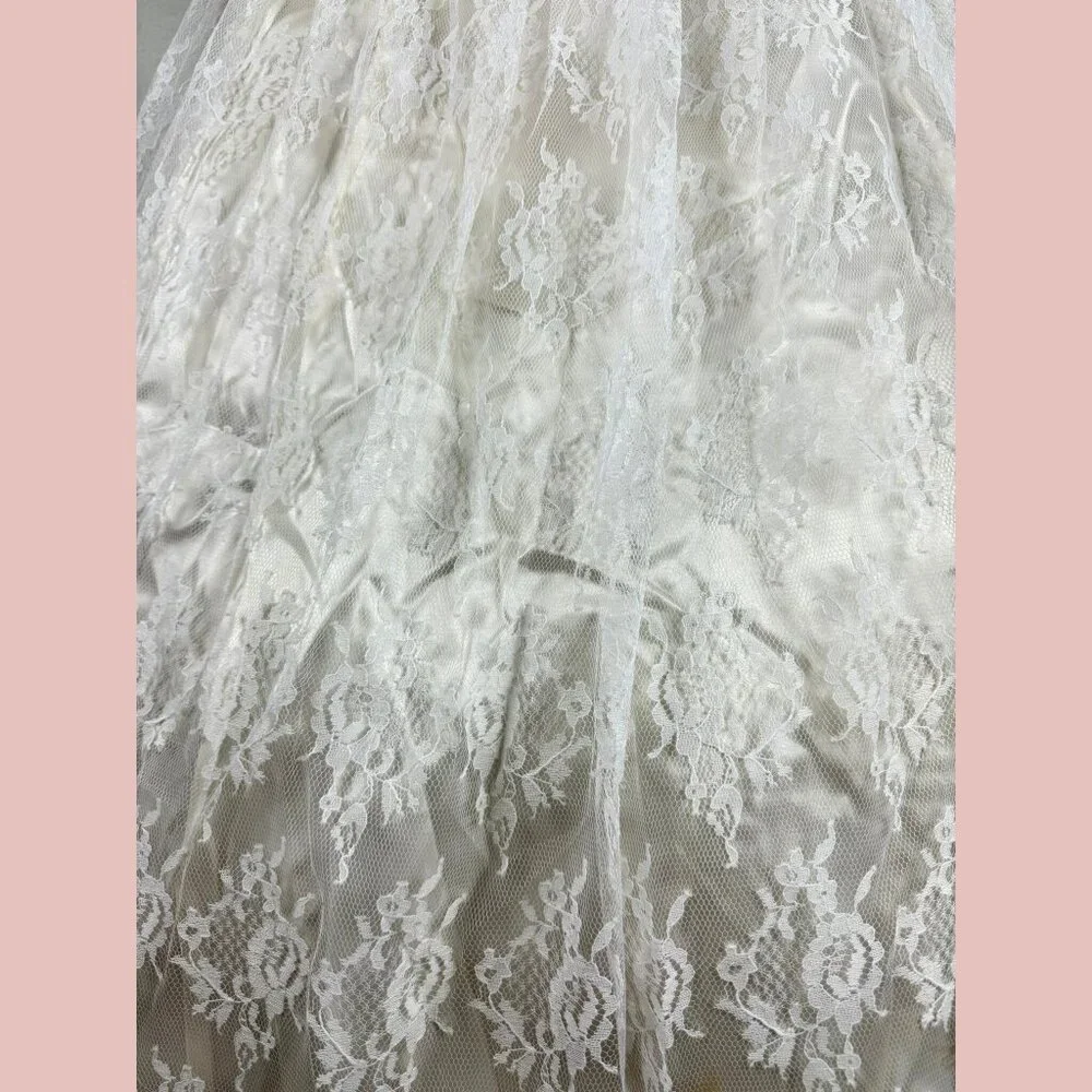 Vintage Scott McClintock 80s Strapless White Lace Wedding Dress Set 1950s style - Picture 9 of 16